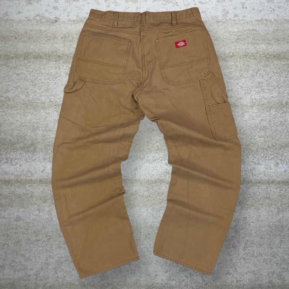 Vintage 90s Dickies Carpenter Pants 34x30 Baggy Wide Leg Tan Canvas Dungarees